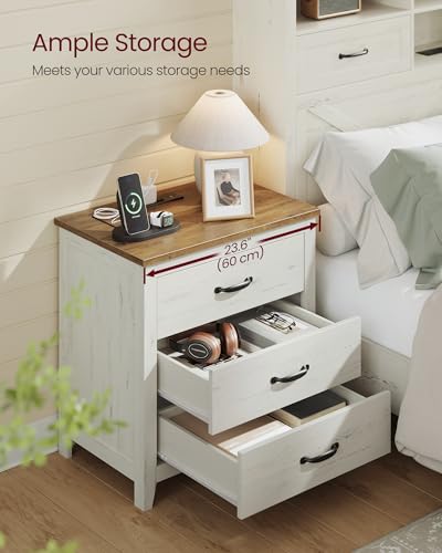 Farmhouse Nightstand with Charging Station (2 Count)