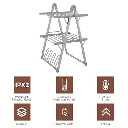 Heated Clothes Drying Rack Foldable Timer Shoes Socks