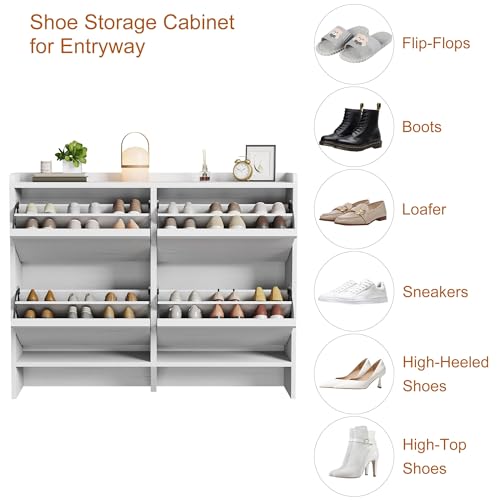 Shoe Cabinet with 4 Flip Drawers