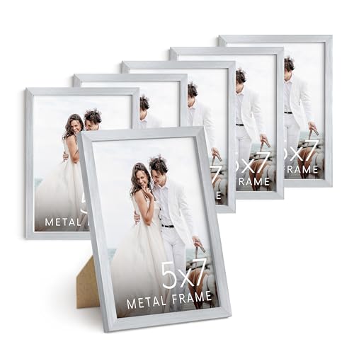 5x7 Silver Metal Picture Frames (6 Count)