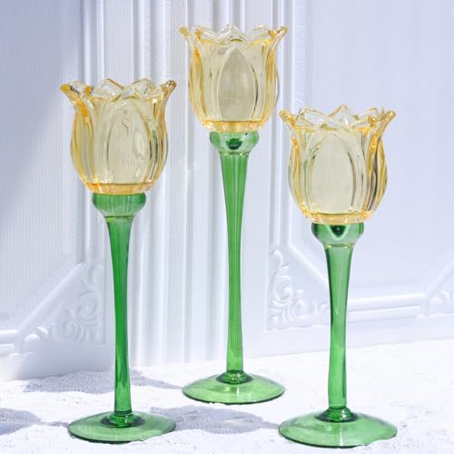 Gold Tulips Candle Holders Set of 3