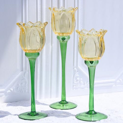 Gold Tulips Candle Holders Set of 3