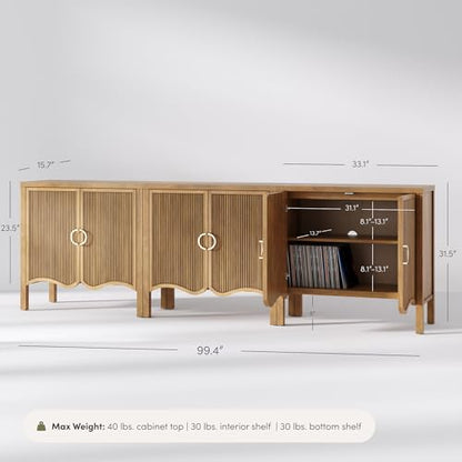 Scott Transitional Fluted Accent Cabinet or Storage Cabinet for Living Room or Entryway with Solid Wood Panel