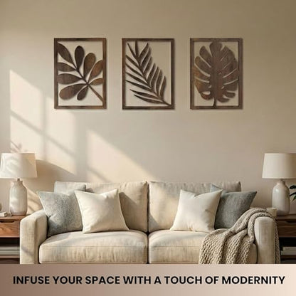 Modern Wooden Wall Sculptures (3 Count)