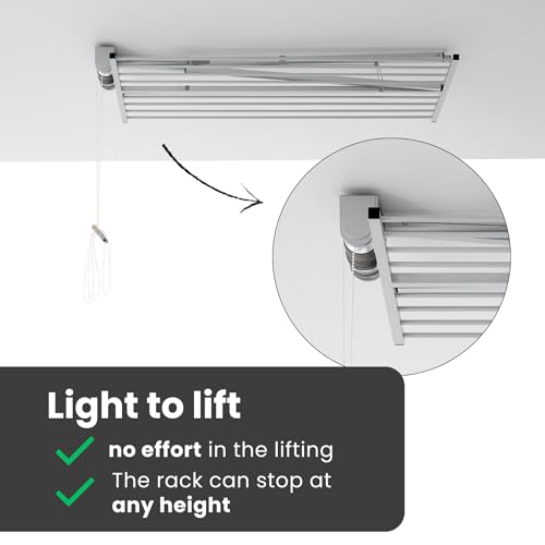 Mini, Folding, Pull Down, Ceiling Laundry Drying Rack, 60 in (3.2808 Foot)