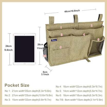 Bedside Caddy Hanging Bed Organizer Storage Bag Pocket for Bunk and Hospital Beds