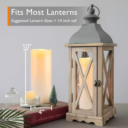 10" x 4" Large Waterproof Outdoor Flameless Candles with Remote Control and Timer (4 Count)