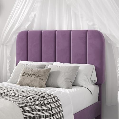 Twin Size Bed Frame with Upholstered Headboard