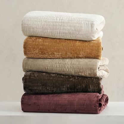 Stripe Channel Luxury Velvet Quilt Set King Size
