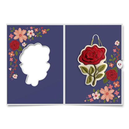 Everlasting Rose Romantic Felt Keepsake Birthday & Everyday Card