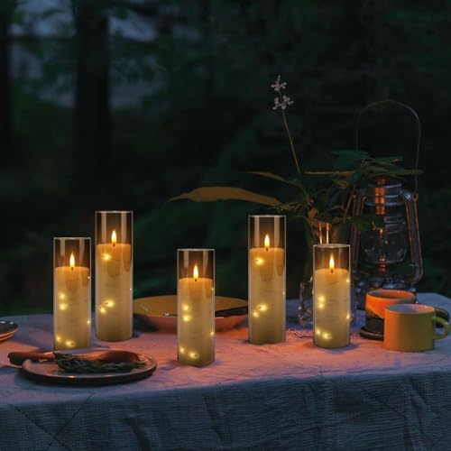 24 Pack Flameless Candles with Embedded Star String Fairy Lights
