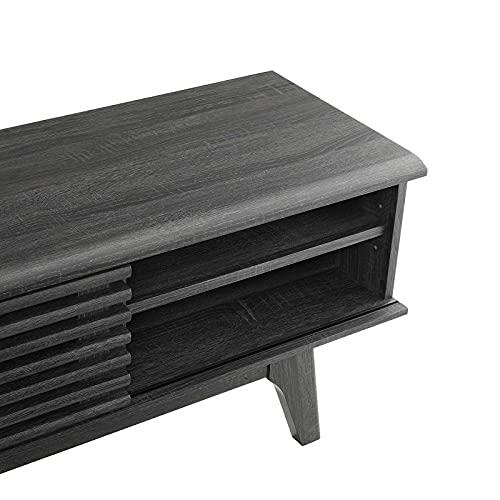 Render Mid Century Modern Low Profile 70 Inch Media Console TV Stand in Charcoal