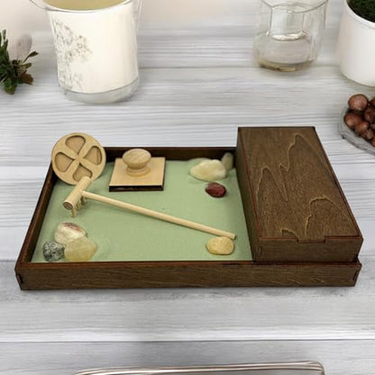 Wooden Zen Garden with Accessories Box