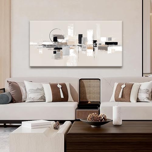 Abstract Canvas Art Wall Decor Black White Wall Art Painting Abstract Wall Decor Prints Grey Brown Minimalist Artwork Picture For Bedroom Kitchen Office Bathroom Home Wall Decoration 20" × 40"