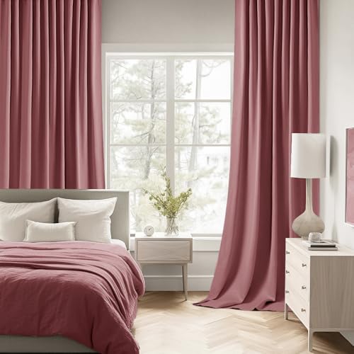 Dusty Rose Back Tab Blackout Curtains 52x120 Inch Long 2 Panels Set (2 Count)