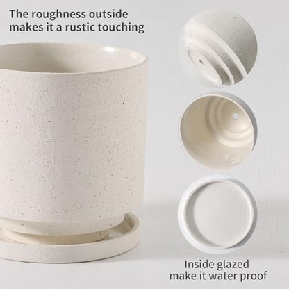 Ceramic Plant Pot Drainage Hole & Saucer for Indoor Plants