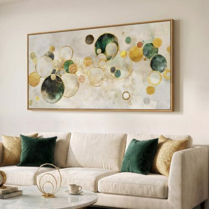 Large Framed Gold Abstract Wall Art for Living Room