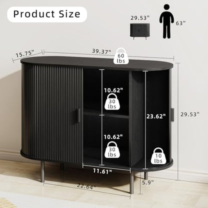 40" Fluted Buffet Sideboard Cabinet with Sliding Door
