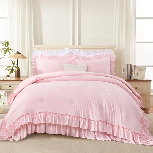 Pink Ruffle Oversized King Comforter Set