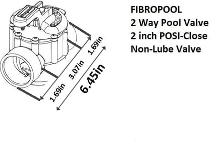 FibroPool Swimming Pool Diverter Valve - 2 Inch - 2 Way - Positive Seal & Non Lube Replacement Valve for Pools and Spas