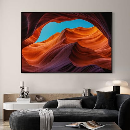 46"x72" Extra Large Framed Wall Art Antelope Canyon Rock Formation with Vibrant Colors for Home Living Room Bedroom Decor