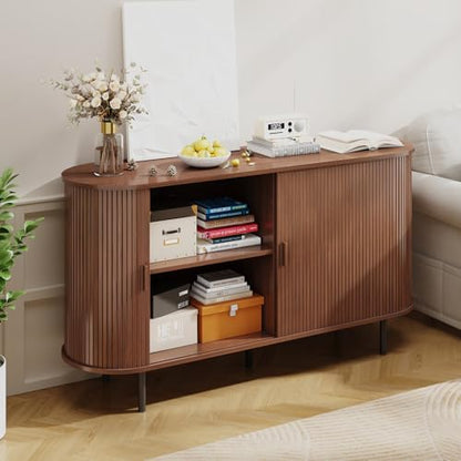 55" Fluted Buffet Sideboard Cabinet with Sliding Door