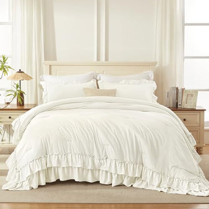 Ivory Ruffle Super King Comforter Set