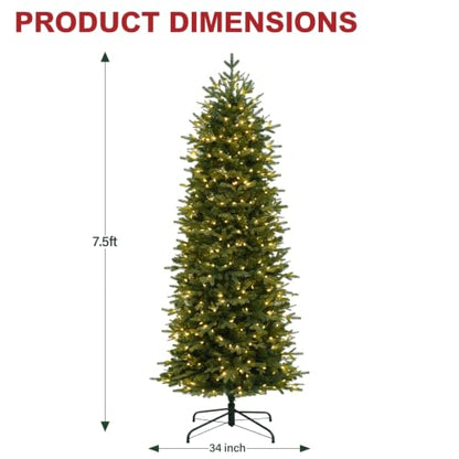 7.5 ft Prelit Pencil Christmas Tree with 400 Warm White LEDs
