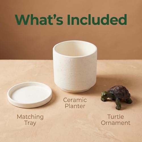 Ceramic Plant Pot with Resin Figure