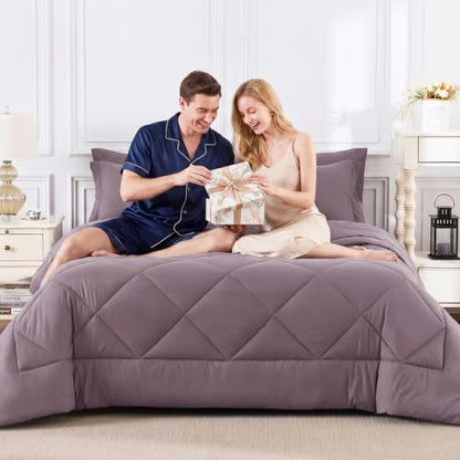 Oversized Queen Comforter Set Dusty Purple