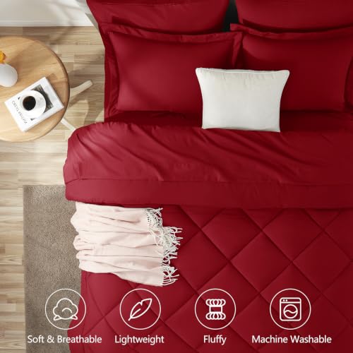King Size Comforter Set Dark Red