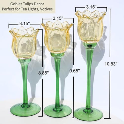 Gold Tulips Candle Holders Set of 3