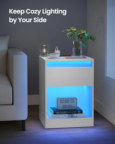 LED Nightstand with Charging Station