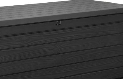 Stylish Indoor/Outdoor Storage Deck Box,Resin,Large Capacity, Weather-Resistant, Lockable lid and Side handles. (Black, 230 Gallon)