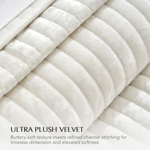 Stripe Channel Luxury Velvet Quilt Set King Size