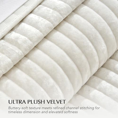 Stripe Channel Luxury Velvet Quilt Set King Size