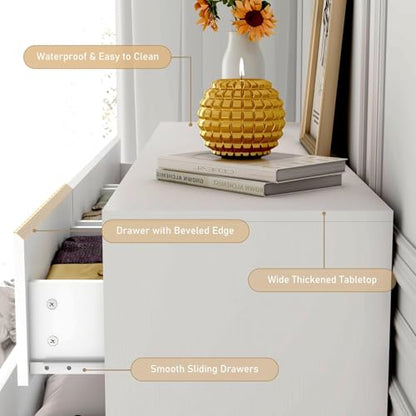 jiteentar White Malm Dresser for Bedroom