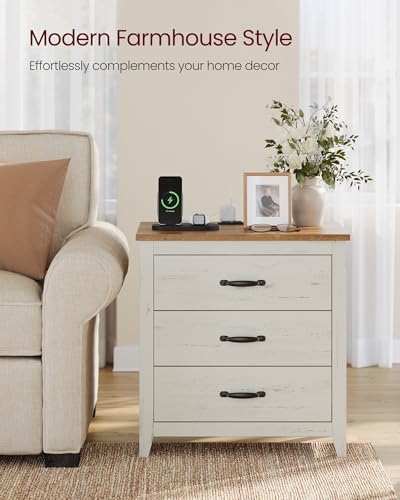 Farmhouse Nightstand with Charging Station (2 Count)