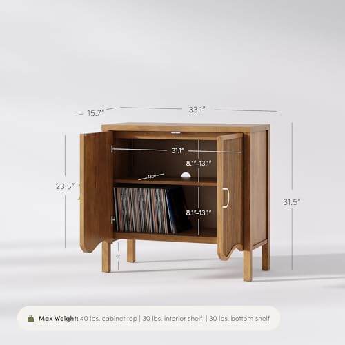 Scott Transitional Fluted Accent Cabinet or Storage Cabinet for Living Room or Entryway with Solid Wood Panel