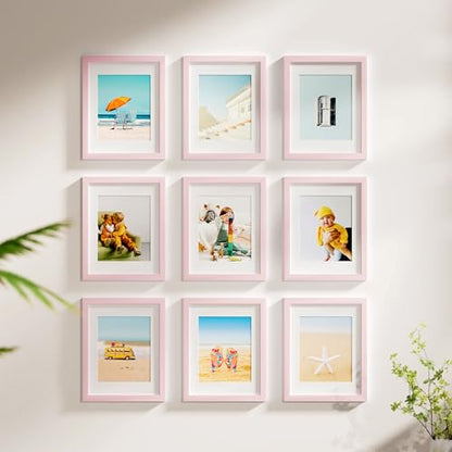 8x10 Picture Frames Set of 9 for Wall or Tabletop Display (9 Count)