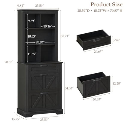 Farmhouse Bookshelf with 3 Large Drawers
