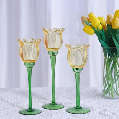 Gold Tulips Candle Holders Set of 3