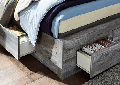 Smoky Gray Full Panel Bed with 6 Storage Drawers