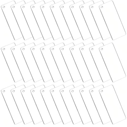 100 Pieces Rectangular Acrylic Blanks for Keychain Names Tags (100 Count)