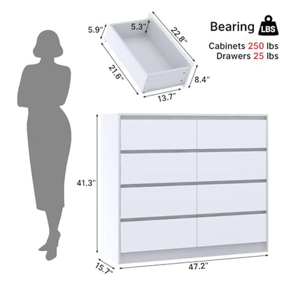 White Malm High Gloss Dresser for Bedroom