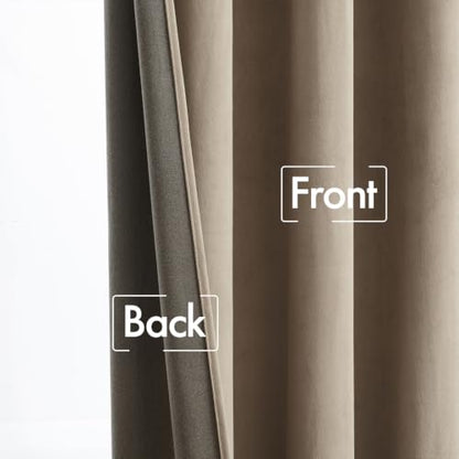 Light Taupe Velvet Pinch Pleat Blackout Curtains W52 X L96 Inches