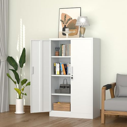 Metal Storage Cabinet with Locking Doors and Adjustable Shelves