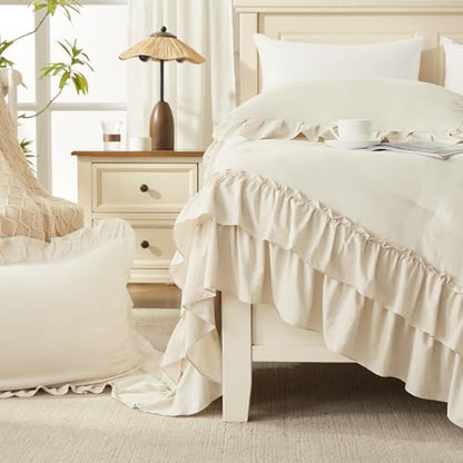 Beige Ruffle Comforter Set King