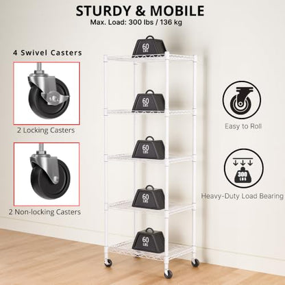 5 Wire Shelving Metal Storage Rack Adjustable Shelves