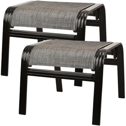 Patio Outdoor Ottoman Footstools Assembled Aluminum Footrest Side Table Small Chairs Patio Ottoman 2 Set Brown (2 Count)